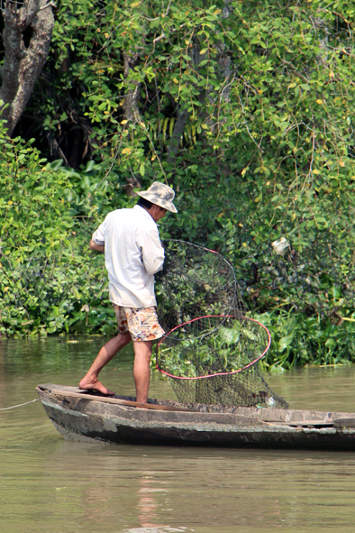 Crossing the Vietnam-Cambodia border on the Mekong River