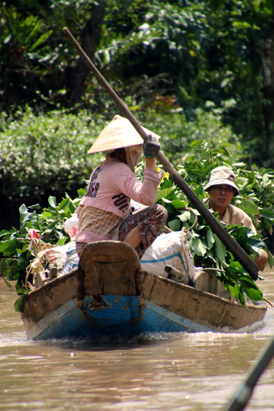 Crossing the Vietnam-Cambodia border riding a fast ferry along the Mekong River.
