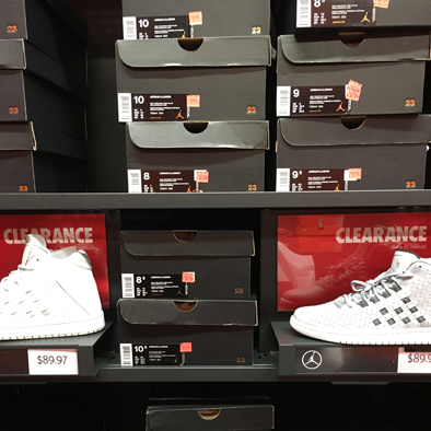 Shopping at the Nike store McArthur Glen Designer Outlet beside Vancouver International Airport. Canada