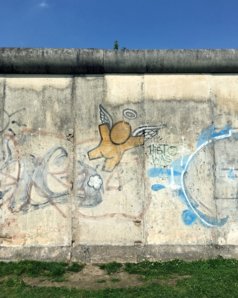 Visiting a section of the Berlin Wall in the Berlin Wall Memorial.