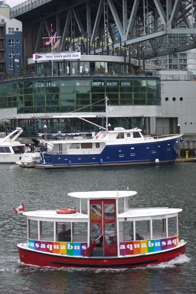 The Aqua bus darts around False Creek in Vancouver.